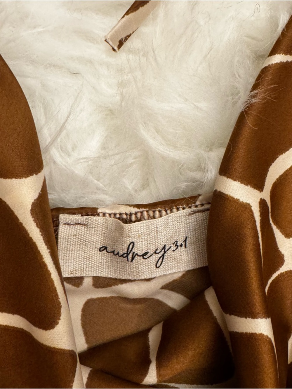Audrey 3+1 Giraffe-Print Satin Cami in Brown and Cream - Picture 4 of 9